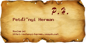 Petényi Herman névjegykártya